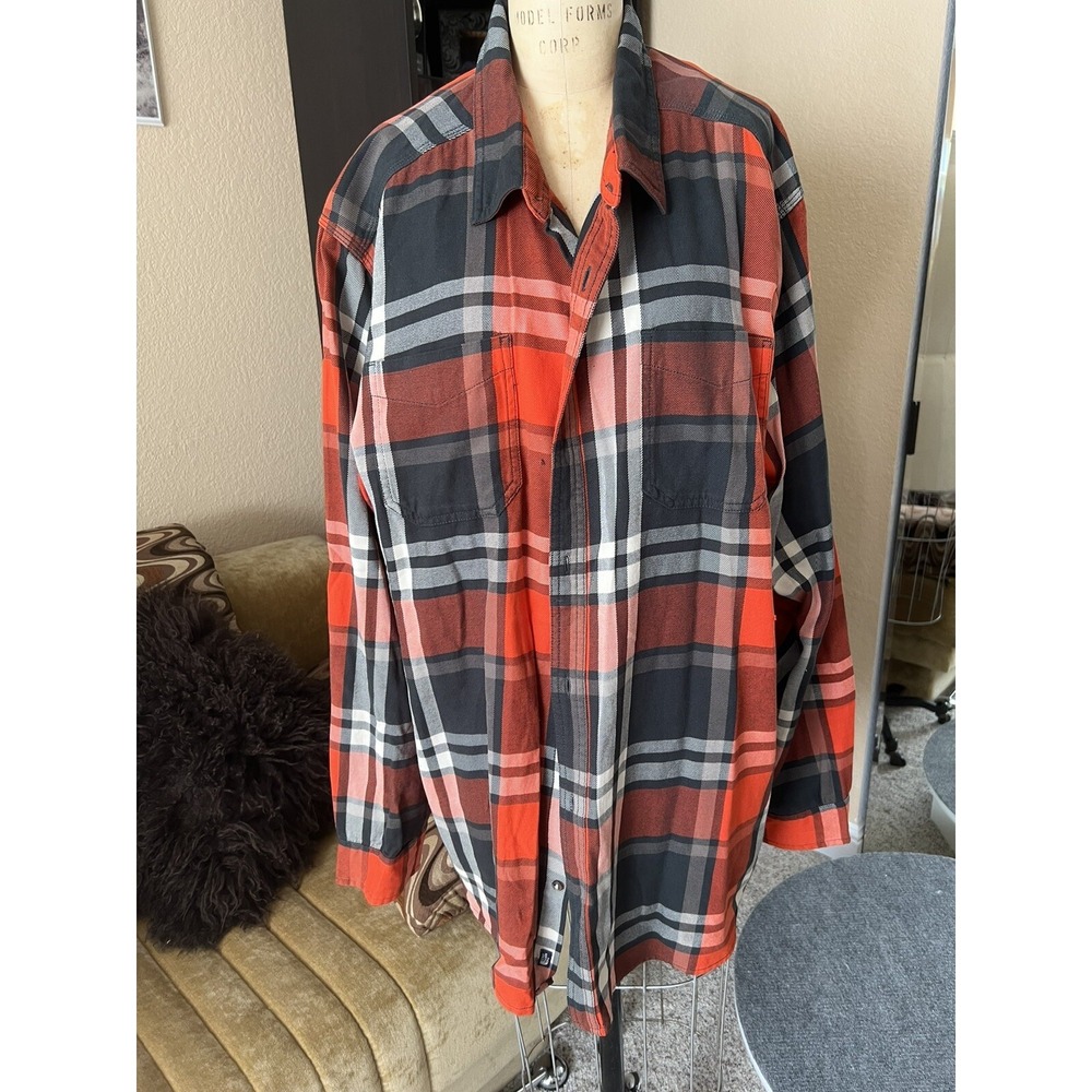 The North Face NewPlaid Button‎ Up Shirt Woven Red/black Mens Sz XXL %100 Cotton